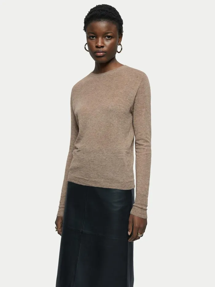 Jigsaw Knitwear and Cashmere Women Alpaca Blend Crew Neck Jumper Brown