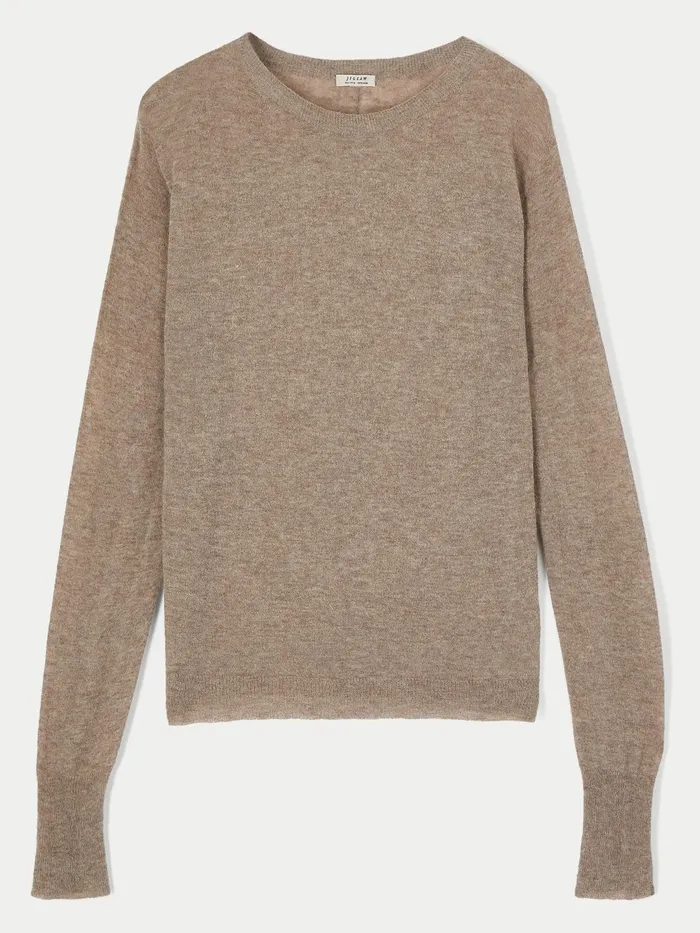 Jigsaw Knitwear and Cashmere Women Alpaca Blend Crew Neck Jumper Brown