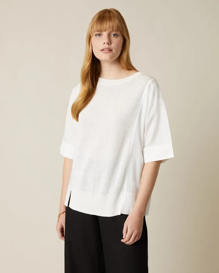 Jigsaw Knitwear and Cashmere Women Cotton Poplin Mix Jumper White