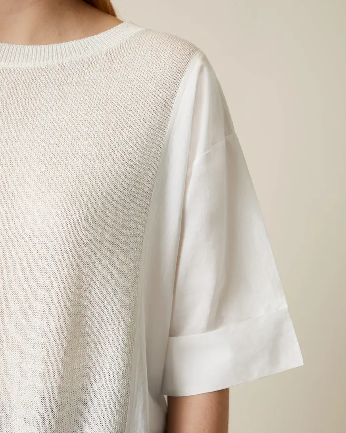 Jigsaw Knitwear and Cashmere Women Cotton Poplin Mix Jumper White