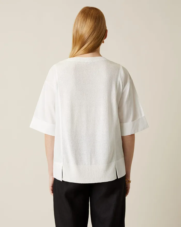 Jigsaw Knitwear and Cashmere Women Cotton Poplin Mix Jumper White