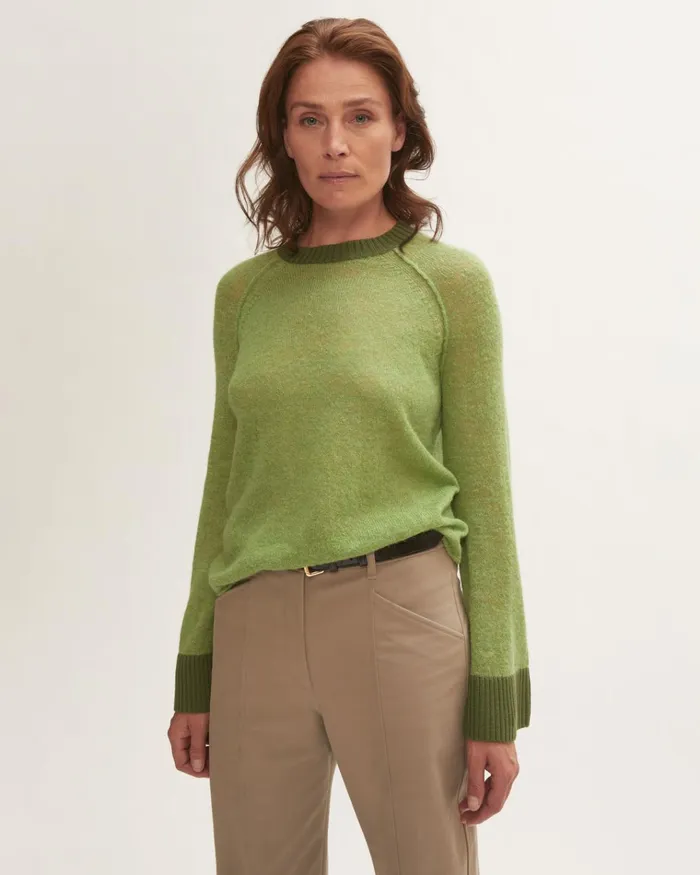 Jigsaw Knitwear and Cashmere Women Fine Wool Blend Crew Jumper Green