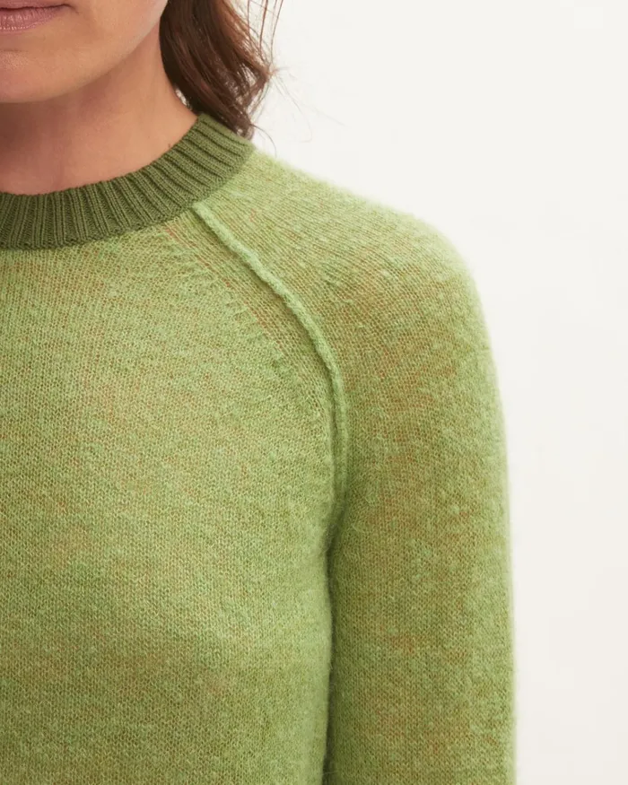 Jigsaw Knitwear and Cashmere Women Fine Wool Blend Crew Jumper Green