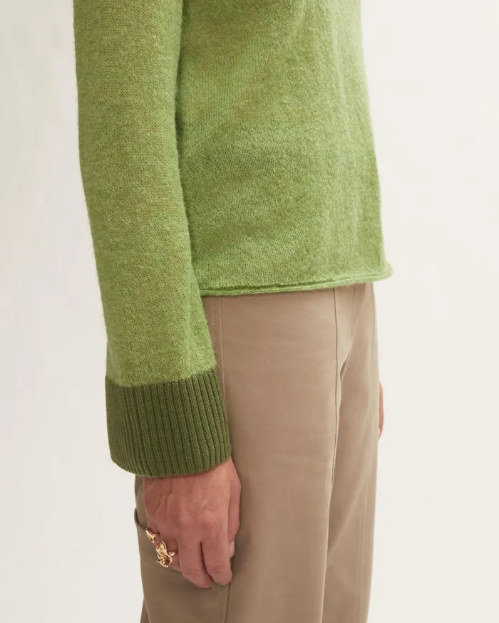 Jigsaw Knitwear and Cashmere Women Fine Wool Blend Crew Jumper Green