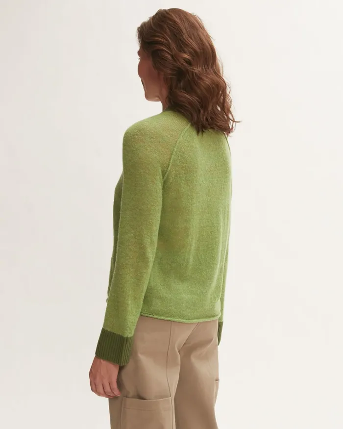Jigsaw Knitwear and Cashmere Women Fine Wool Blend Crew Jumper Green