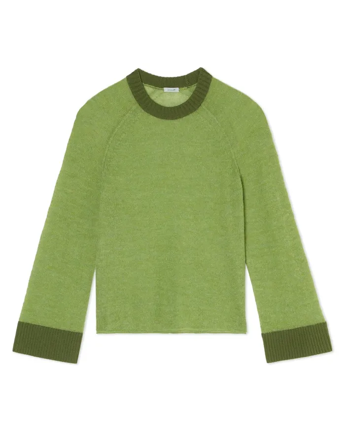 Jigsaw Knitwear and Cashmere Women Fine Wool Blend Crew Jumper Green