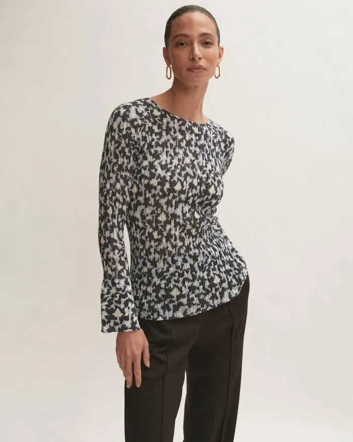 Jigsaw Knitwear and Cashmere Women Graphic Block Plisse Jumper Blue