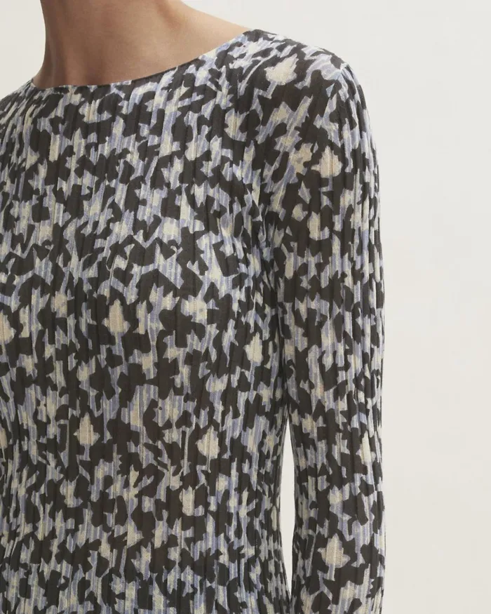 Jigsaw Knitwear and Cashmere Women Graphic Block Plisse Jumper Blue
