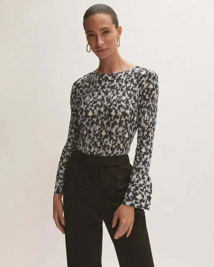 Jigsaw Knitwear and Cashmere Women Graphic Block Plisse Jumper Blue