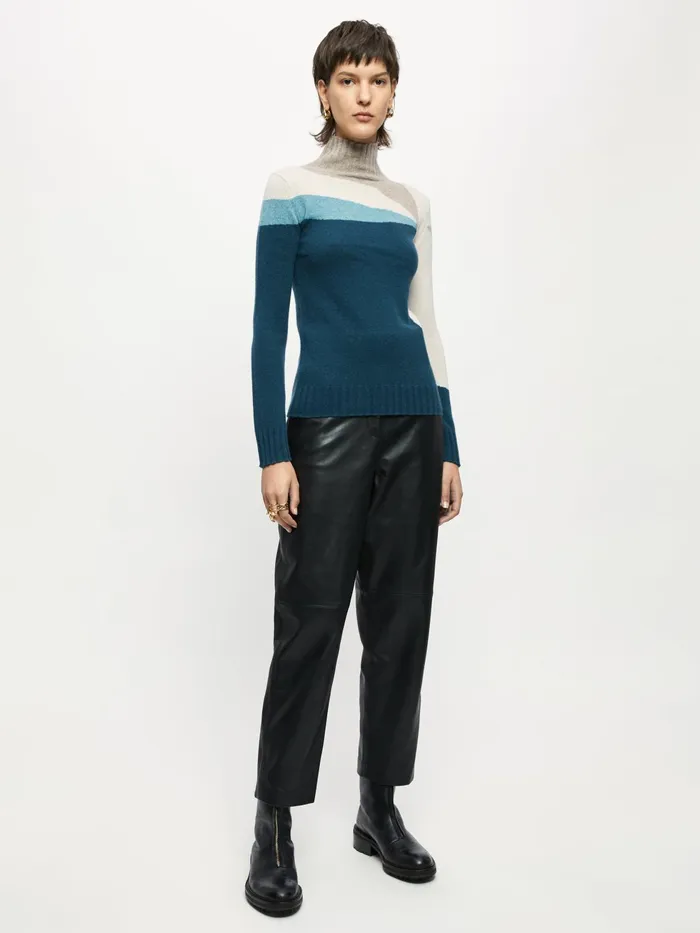 Jigsaw Knitwear and Cashmere Women Merino Cashmere Intarsia Block Jumper Blue