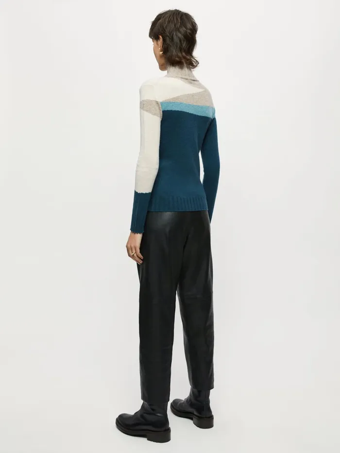 Jigsaw Knitwear and Cashmere Women Merino Cashmere Intarsia Block Jumper Blue