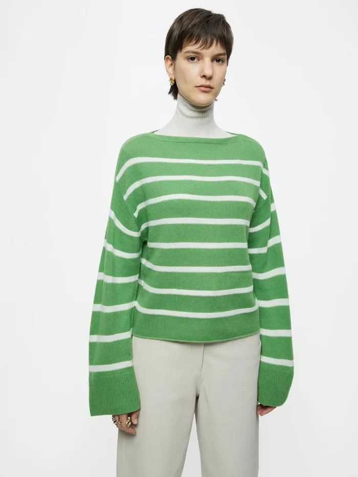 Jigsaw Knitwear and Cashmere Women Merino Cashmere Stripe Jumper Green
