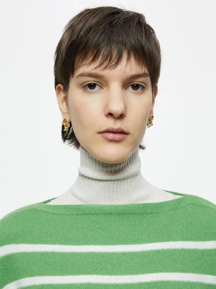 Jigsaw Knitwear and Cashmere Women Merino Cashmere Stripe Jumper Green