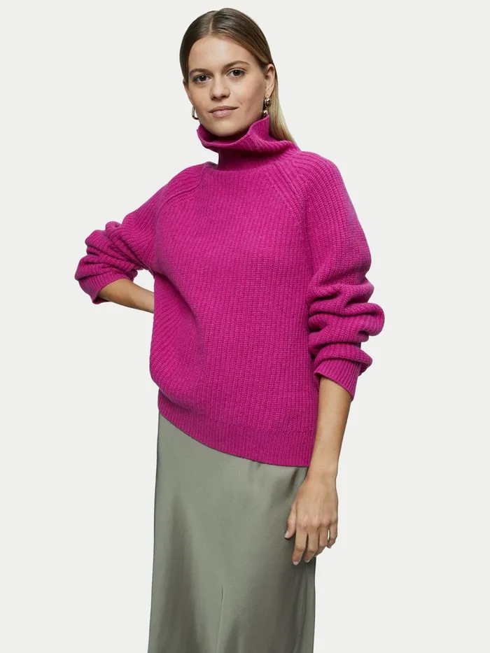 Jigsaw Knitwear and Cashmere Women Merino Fishermans Rib Jumper Pink