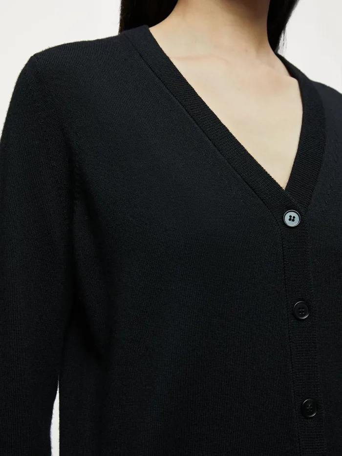 Jigsaw Knitwear and Cashmere Women Merino V Neck Cardigan Black