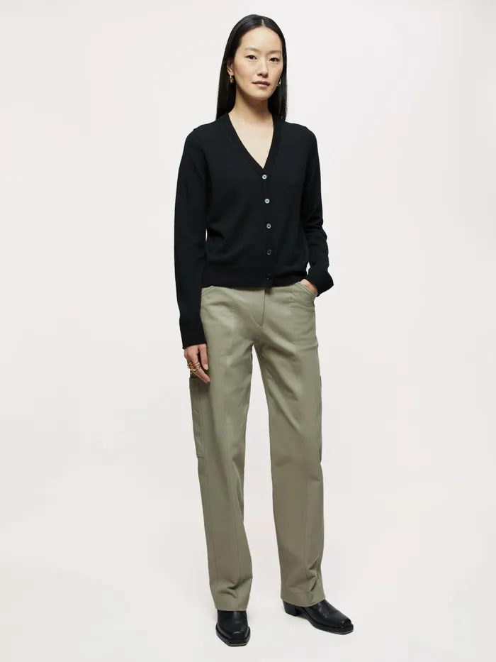 Jigsaw Knitwear and Cashmere Women Merino V Neck Cardigan Black