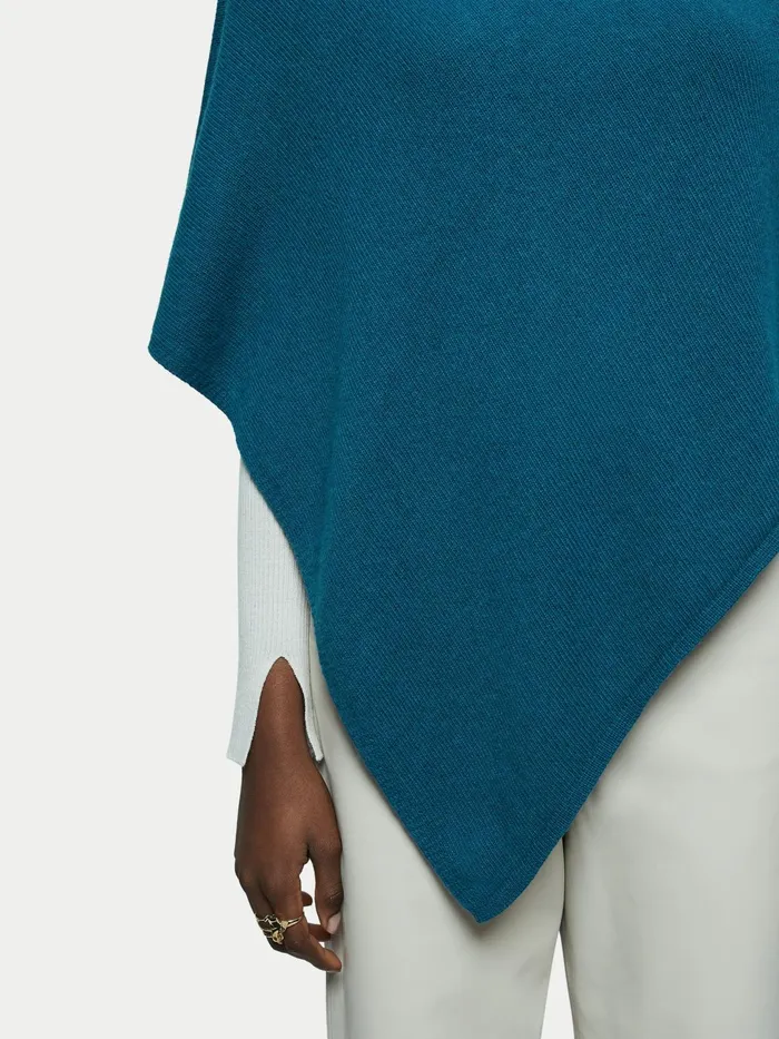 Jigsaw Knitwear and Cashmere Women Open Poncho Wool Cashmere Blue