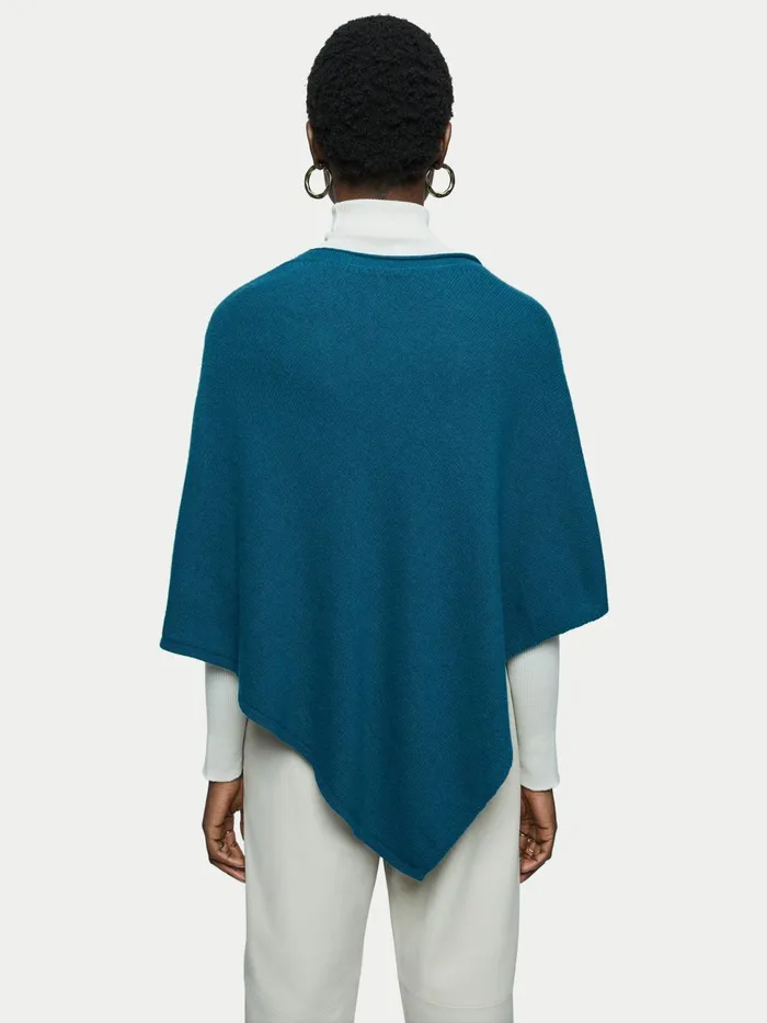Jigsaw Knitwear and Cashmere Women Open Poncho Wool Cashmere Blue