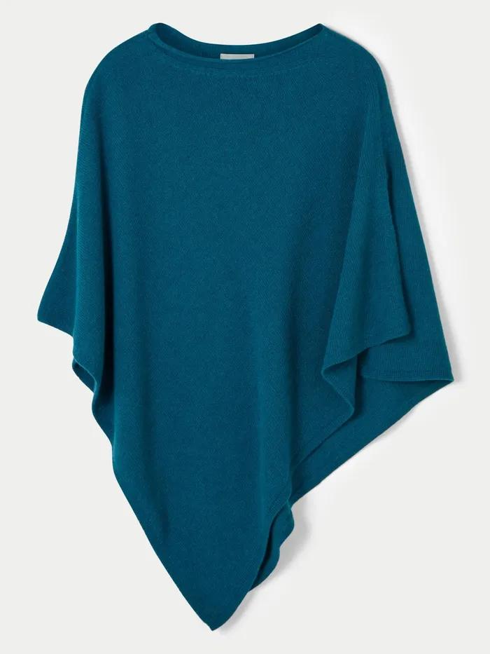 Jigsaw Knitwear and Cashmere Women Open Poncho Wool Cashmere Blue