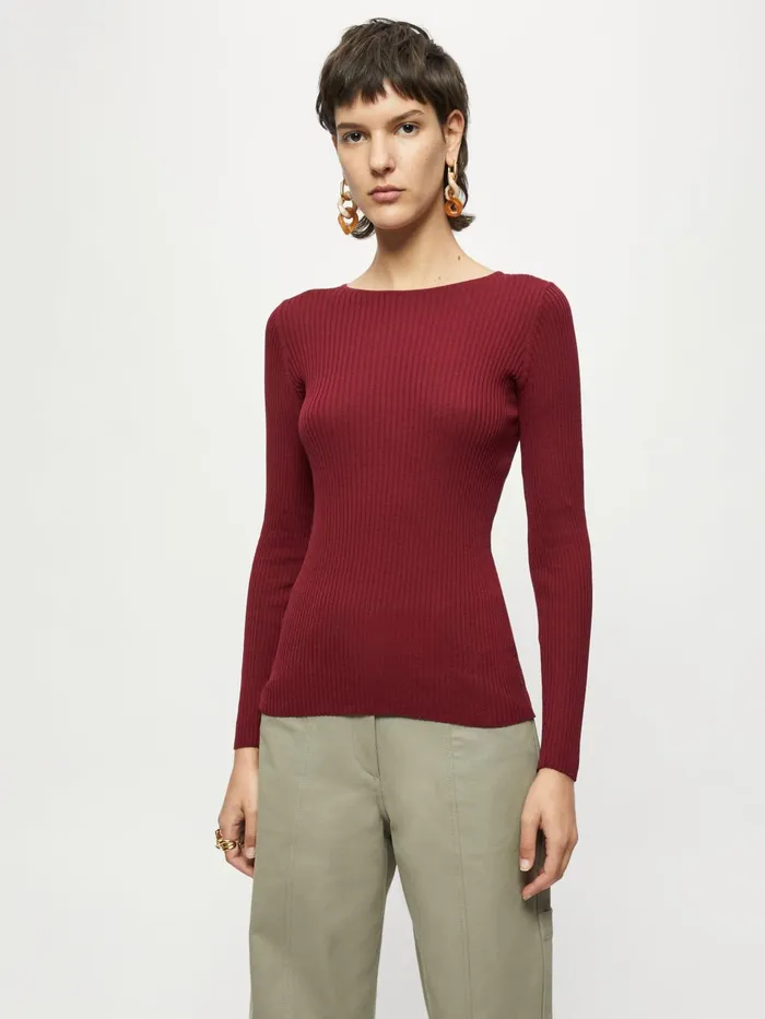 Jigsaw Knitwear and Cashmere Women Saunton Silk Cotton Crew Jumper Red
