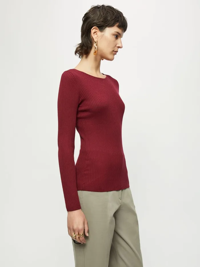 Jigsaw Knitwear and Cashmere Women Saunton Silk Cotton Crew Jumper Red