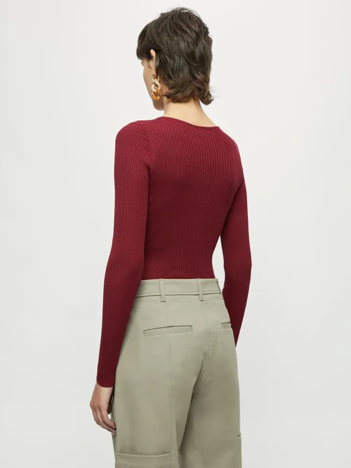 Jigsaw Knitwear and Cashmere Women Saunton Silk Cotton Crew Jumper Red