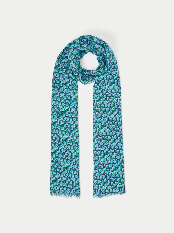 Jigsaw Ponchos and Scarves Women Hydrangea Wool Silk Scarf Blue