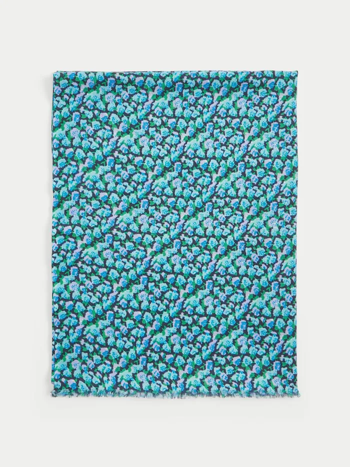 Jigsaw Ponchos and Scarves Women Hydrangea Wool Silk Scarf Blue