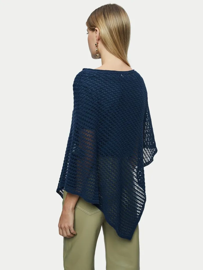 Jigsaw Ponchos and Scarves Women Linen Lace Knitted Poncho Blue