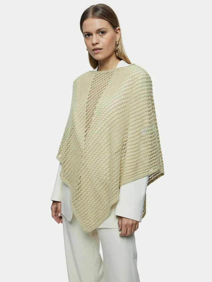 Jigsaw Ponchos and Scarves Women Linen Lace Knitted Poncho Green