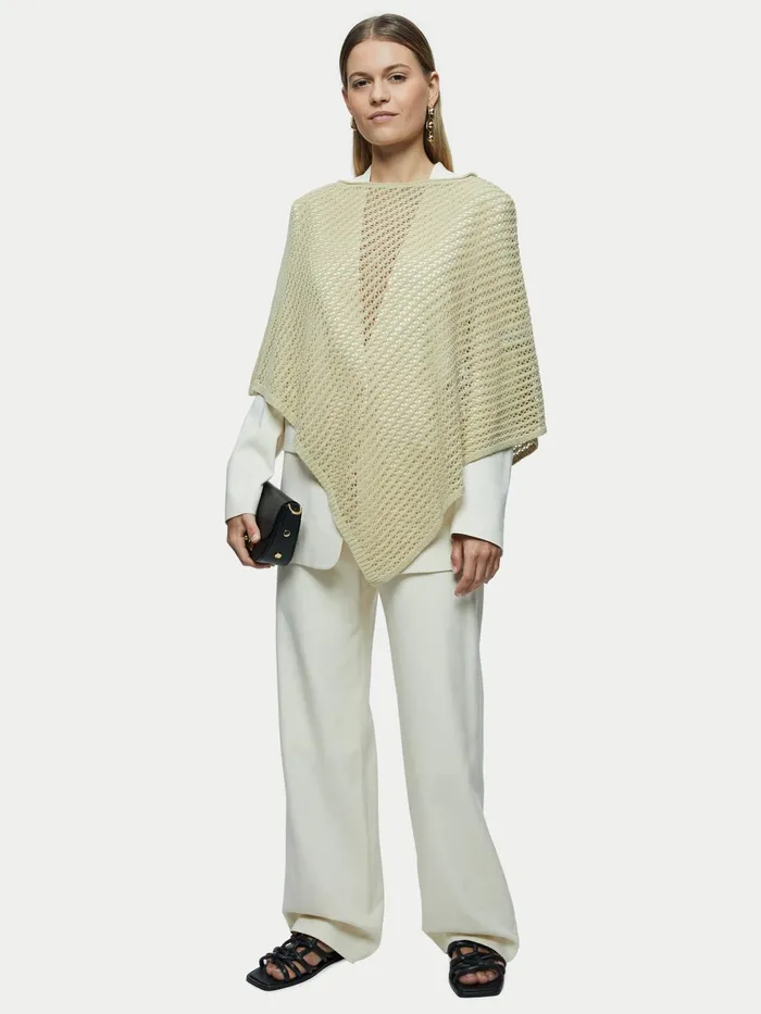 Jigsaw Ponchos and Scarves Women Linen Lace Knitted Poncho Green