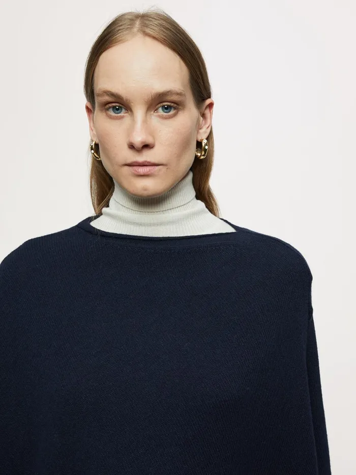 Jigsaw Ponchos and Scarves Women Open Poncho Wool Cashmere Blue