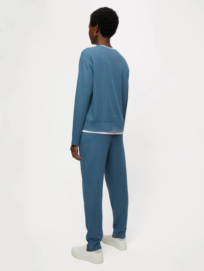 Jigsaw Pyjamas and Loungewear Women Organic Cotton Pointelle Pyjama Top Blue