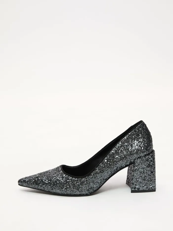 Jigsaw Shoes and Sandals Women Isabel Glitter Court Shoe Grey
