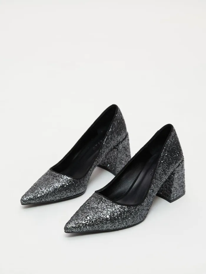 Jigsaw Shoes and Sandals Women Isabel Glitter Court Shoe Grey