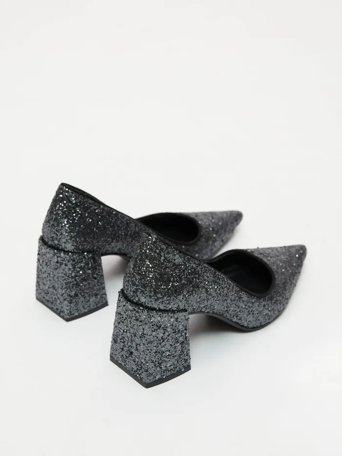Jigsaw Shoes and Sandals Women Isabel Glitter Court Shoe Grey