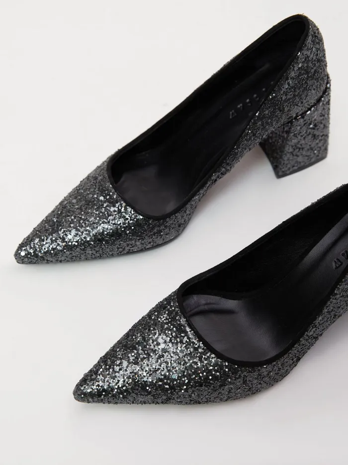 Jigsaw Shoes and Sandals Women Isabel Glitter Court Shoe Grey