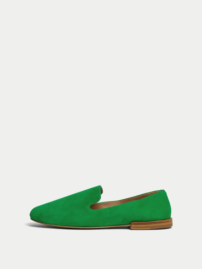 Jigsaw Shoes and Sandals Women Jane Soft Suede Flat Green