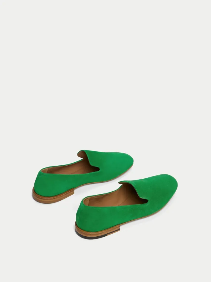 Jigsaw Shoes and Sandals Women Jane Soft Suede Flat Green
