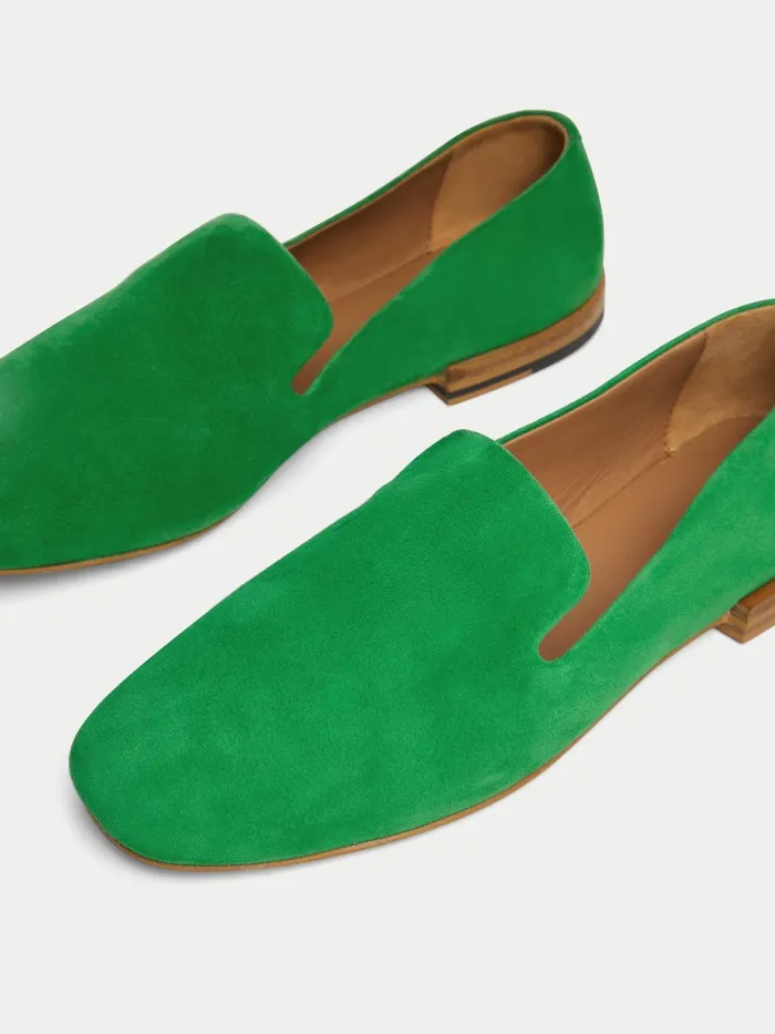 Jigsaw Shoes and Sandals Women Jane Soft Suede Flat Green
