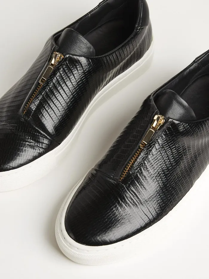 Jigsaw Shoes and Sandals Women Lambeth Leather Zip Trainer Black