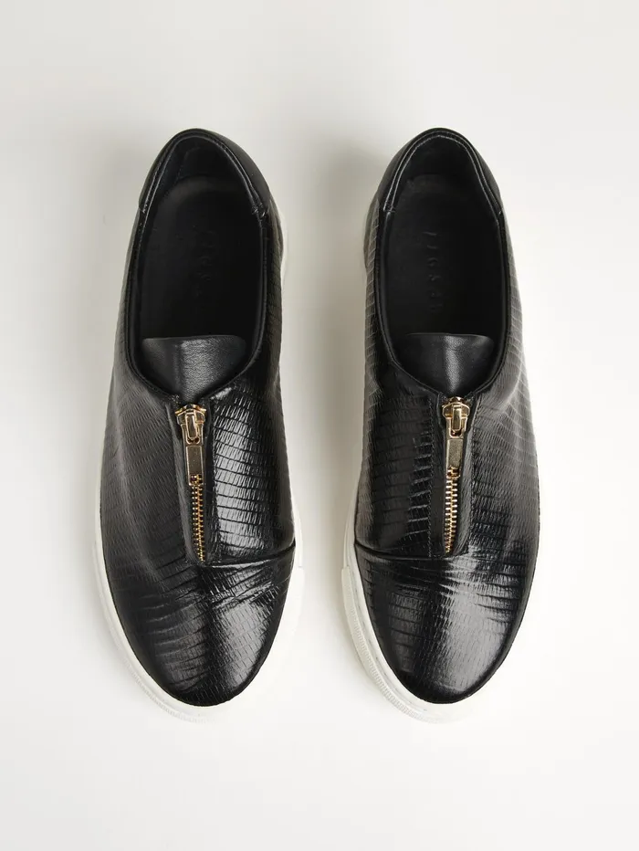 Jigsaw Shoes and Sandals Women Lambeth Leather Zip Trainer Black