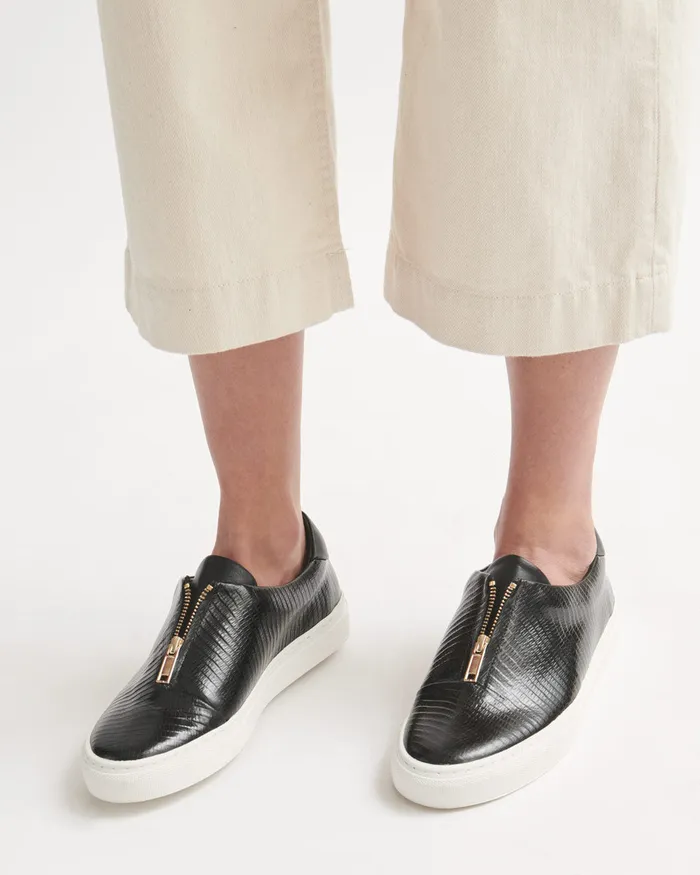 Jigsaw Shoes and Sandals Women Lambeth Leather Zip Trainer Black
