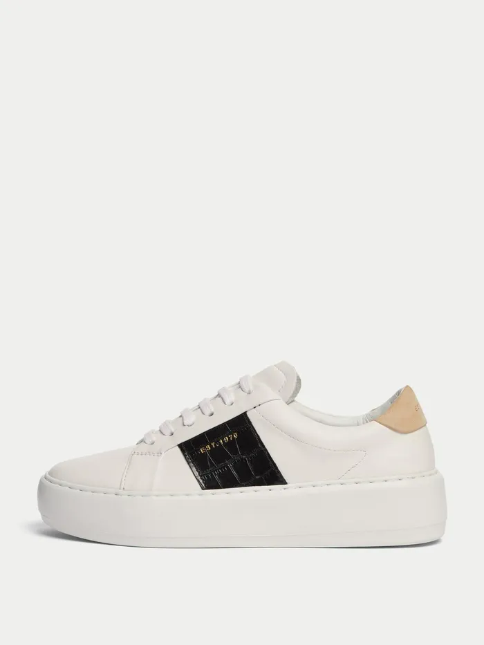 Jigsaw Shoes and Sandals Women Riva Croc Leather Trainer Black