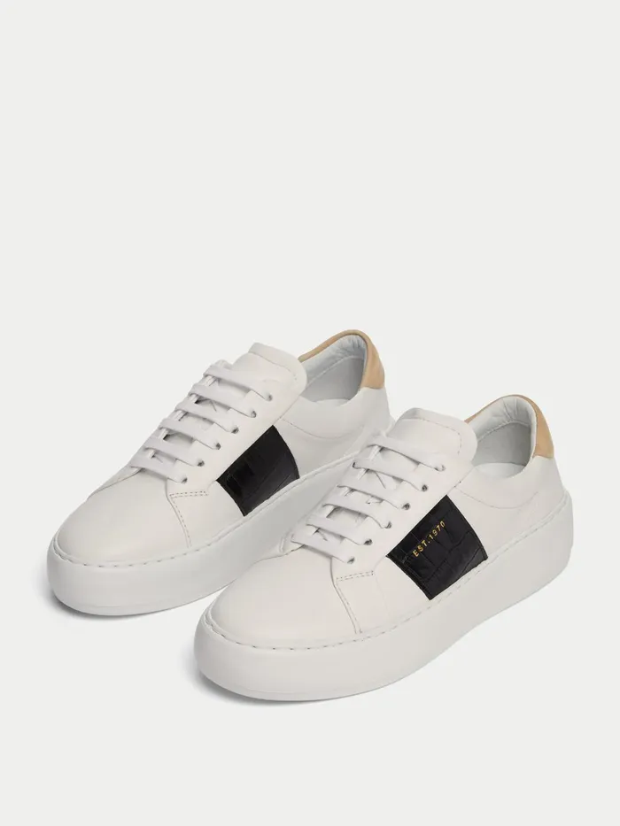 Jigsaw Shoes and Sandals Women Riva Croc Leather Trainer Black