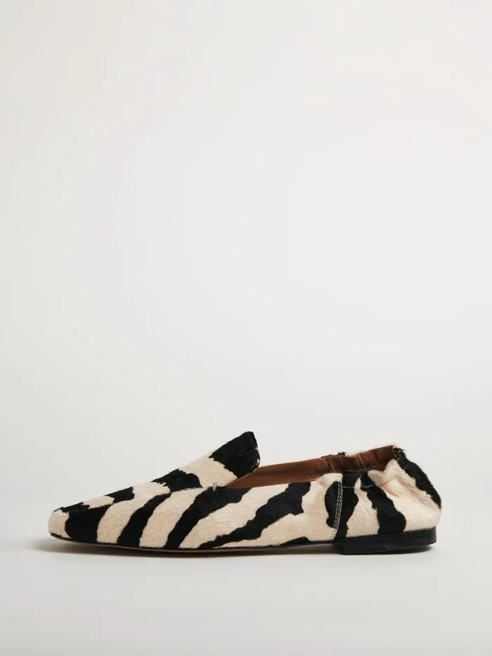 Jigsaw Shoes and Sandals Women Zebra Print Leather Loafers Black