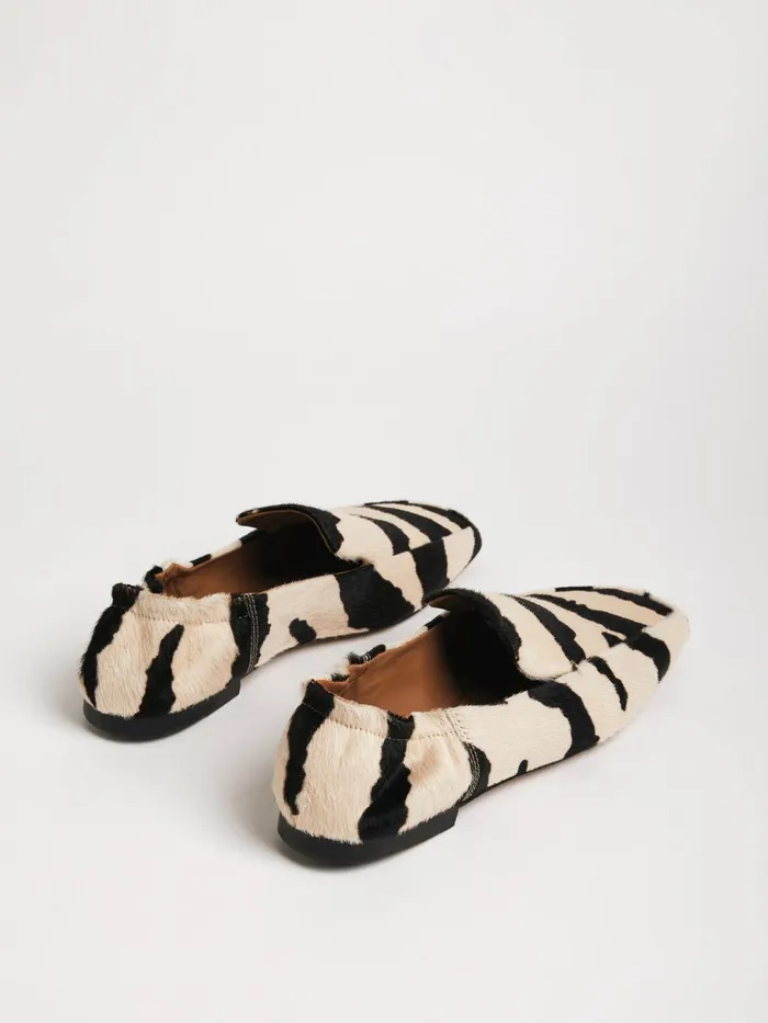 Jigsaw Shoes and Sandals Women Zebra Print Leather Loafers Black