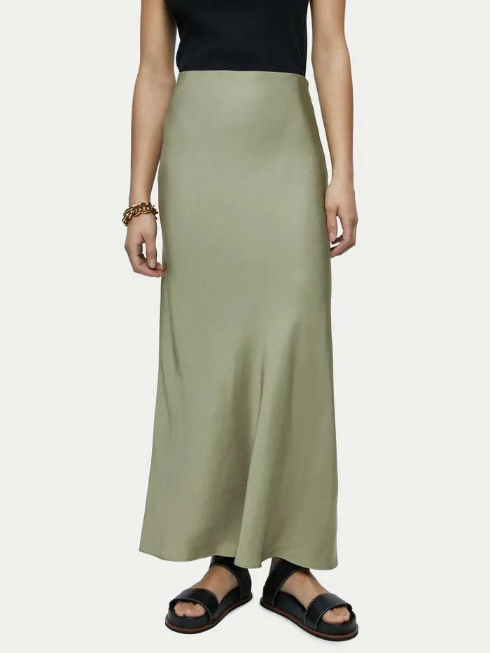 Jigsaw Skirts Women Bias Cut Maxi Skirt Green