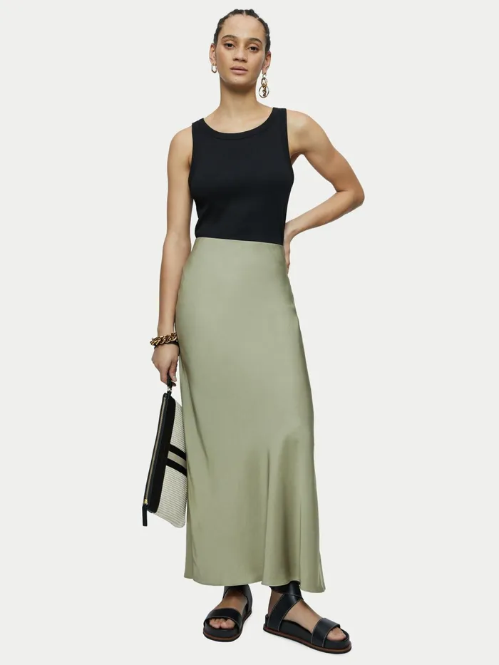 Jigsaw Skirts Women Bias Cut Maxi Skirt Green