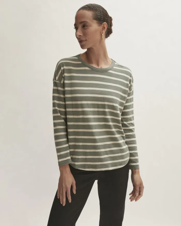Jigsaw Tshirts Women Cotton Breton Boyfriend Tee Green